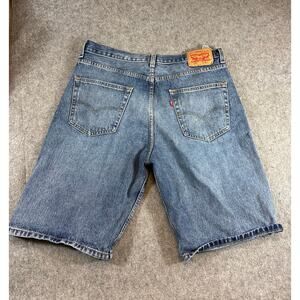 Levis 569 Jean Shorts Mens Blue Denim Loose Straight Skater Baggy Jorts Size 36
